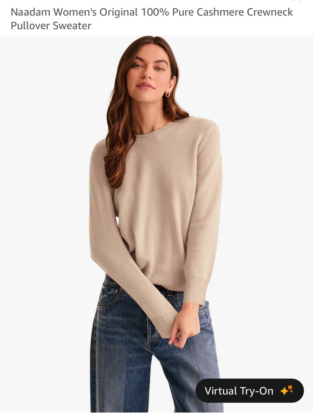 NAADAM Crew Neck Cashmere Sweater Shade:Oatmeal Women’s Size Small